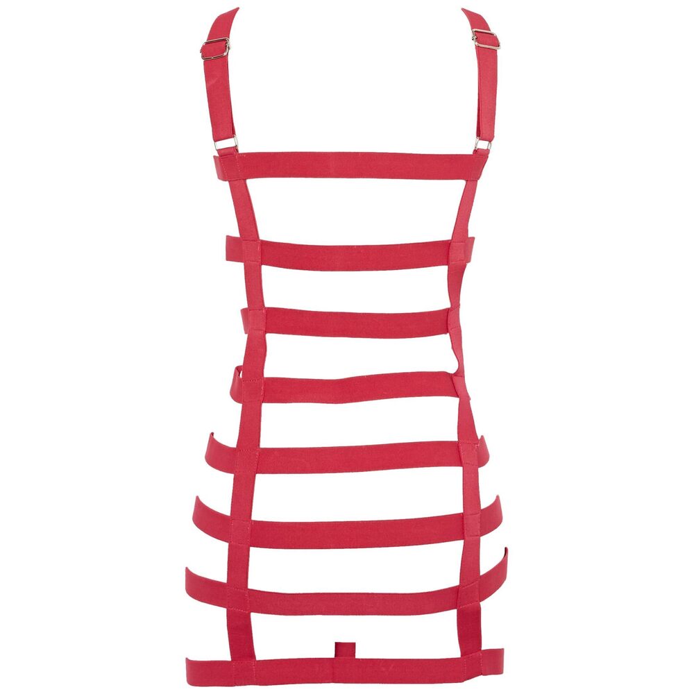 2812 BOXED Pink Stretchy Cage Dress Body Harness w/Silver Hardware Regular - Picture 2 of 2